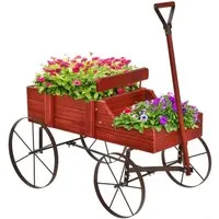 COSTWAY Blumenständer, Pflanzwagen mit 4 Metallrädern & Griff, 62x34x60cm