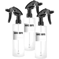 Nuke Guys Sprühflasche Leerflasche je 500ml mit Sprühkopf, Transparent - Kunststoff + Etikett, (3-tlg), Chemiebeständig, PET Kunststoff, Ergonomisches Design