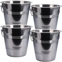 Koopman Wein- und Sektkühler Flaschenkühler Edelstahl 22 cm Eimer 2/4 er Set, Edelstahl, Flaschenkühler, 4 Stk, Sekteimer, Eiseimer