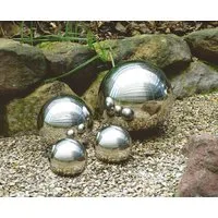 Spetebo Dekokugel Edelstahl Deko Kugel glänzend - 15 cm (Stück, 1 St., Metall Deko Kugel), Teichkugel Gartenkugel Schwimmkugel Blumenbeet Dekoration