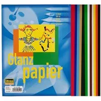 Idena Bastelkartonpapier Idena Glanzpapier A5 12 Blatt sort., gummiert