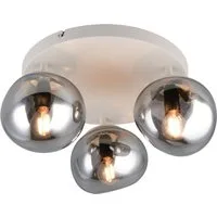 s.Oliver Deckenleuchte ANJELLA, Deckenlampe exkl. E14, in warm grey (beige) + smoke Glas, Leuchtmittel wechselbar, warmweiß - kaltweiß, mit mundgeblasenen Glasschirmen in rauchgrau, max 10W