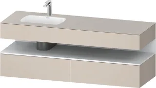 Duravit Qatego Einbauwaschtisch mit Konsolenwaschtischunterbau Taupe Matt 1600x500x600 mm - QA479501 QA4795018910000