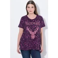 Ulla Popken T-Shirt T-Shirt Leomuster Hirsch Rundhals Halbarm
