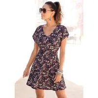 Vivance Sommerkleid mit Blumendruck und V-Ausschnitt leichtes Strandkleid, geblümtes Jerseykleid, Blumenkleid