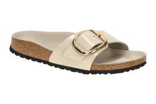 Birkenstock 1031823 Madrid Big Buckle Damen Pantoletten Hellgrau Gold Echtleder
