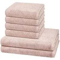 Cawö Handtuch Set Pure, Walkfrottee (Spar-Set, 6-St), 4 X Handtuch 2 X Duschtuch im Set - Baumwolle - Saugstark