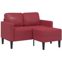 vidaXL Sofa 2-Sitzer-Sofa mit Chaiselongue L-Form Weinrot 125 cm Kunstleder