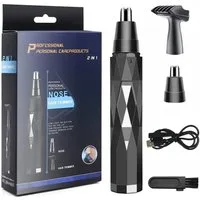 feinlux Nasen- und Ohrhaartrimmeraufsatz Nasen- und Ohrhaartrimmer Nasenhaartrimmer, set, 2 in 1 Nasen/Ohrhaarschneider Herren, zum sicheren Trimmen ohne Zupfen, USB-Aufladung