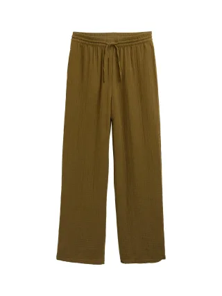 Denim Tom Tailor - Musselin Straight Hose golden olive green - Gr. - S