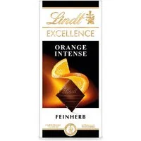 LINDT Schokolade, Lindt Excellence Orange mit zarte Orangenstückchen und Mandeln 100g