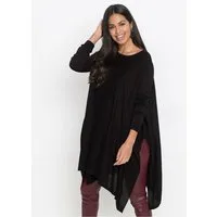 bonprix Longpullover Feinstrick-Viskose-Mix, Oversized-Passform, Poncho-Look, elegant