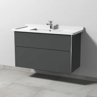 Sanipa 3way Waschtischunterbau zu Duravit Starck 3 Waschtisch mit 2 Auszügen, Anthrazit-Matt BR71222