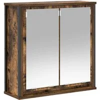 vidaXL Badezimmerspiegelschrank Bad-Wandschrank mit Spiegel Räuchereiche 60x21x60 cm (1-St)