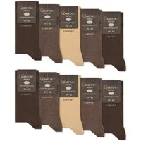 sockenkauf24 Komfortsocken 10 Paar Damen & Herren Comfort Socken (10 x BeigeBraun, 43-46) ohne Gummibund & ohne Naht Baumwolle Komfortbund - 13100