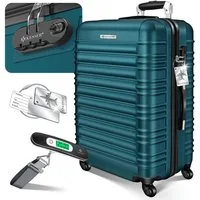 KESSER Hartschalen-Trolley Reisekoffer 84L Koffer Inkl. Kofferwaage + Gepäckanhänger, 4 Rollen, Rollkoffer ABS-Hartschale mit 4 Rollen, Zahlenschloss & Teleskopgriff