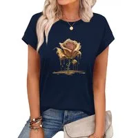 PYLIKE Rundhalsshirt Damen Elegant Achselhemd mit Rose Druck bequemes Rundhalsshirt Modische Outfits Business Strand Urlaub Blusen Kleidung