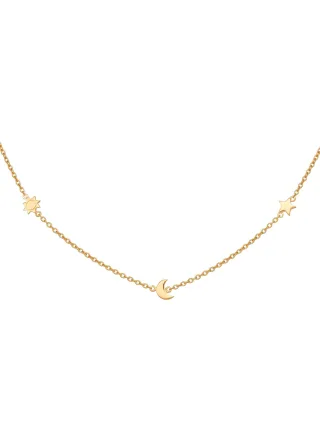 cai Collier 925 Sterling Silber gelb vergoldet Sonne - Mond - Stern