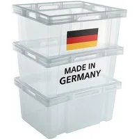 Gardissimo Stapelbox 3 er Set 26 Liter Kunststoff Boxen Euroboxen Plastik (Spar-Set, 3 St., 3 Boxen), stapelbar / nestbar / Made in Germany