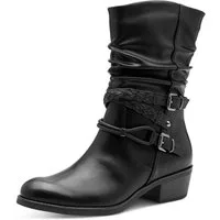 MARCO TOZZI Cowboy Stiefelette, Blockabsatz, Kurzstiefel, Westernstiefelette mit Flecht-Zierriemchen