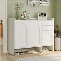 Merax Schuhschrank mit 3 Türen, 2 Schubladen, Kommode (1-St., Sideboard, Schuhkommode mit Metallgriffen) für Flur und Diele