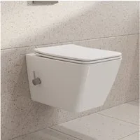 HOROW Dusch-WC Taharet -WC mit Softclose Toilettensitz, spülrandlose Toilette, Toilette mit Bidet-Funktion, Abgang waagerecht, Set, Wand-WC mit WC-Sitz Absenkautomatik