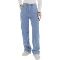 Ital-Design Weite Jeans Stylische High-Waist Jeans für jeden Anlass (89231343) Used-Look Stretch High Waist Jeans in Blau