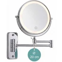 relaxdays Schminkspiegel Kosmetikspiegel mit Beleuchtung Wand, silber