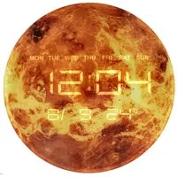 Ikonka Wanduhr Wanduhr LED digital 32 cm Datum Temperatur Anzeige Planet Design (LED Anzeige Datum Temperatur 32 cm Planet Motiv Netzbetrieb innen)
