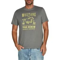 MUSTANG T-Shirt Herren Printshirt Regular Fit (1-tlg) Kurzarm Tee Shirt mit Rundhalsausschnitt aus 100% Baumwolle