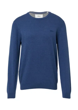 s.Oliver Red Label - Strickpullover mit Logo-Stickerei blau - Gr. - XXL
