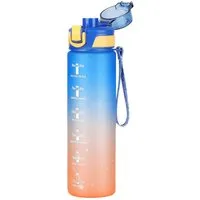 KINSI Trinkflasche Sportflasche mit Zeitanzeige (1000ml) – Trinkflasche,Gradientenfarbe, Großer Fassungsvermögen,Auslaufsicher,Ideal für Fitness, Gym & Outdoor