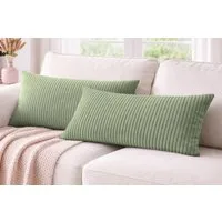 Amilian Dekokissen 40x80 cm 2er Set mit Füllung – Cord-Optik Sofakissen, mit Füllung und Bezug, formstabil, Hotelverschluss
