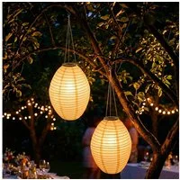 Spetebo LED Solarleuchte LED Solar Lampion - Garten Deko Beleuchtung warm weiß, Solar betrieben, LED fest integriert, warm weiß, Automatische Einschaltung bei Dämmerung