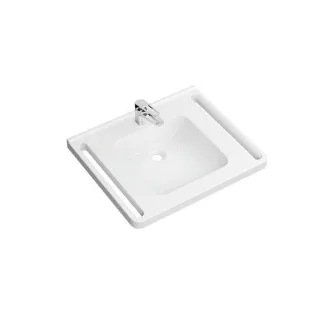 Hewi Mineralguß-Waschtischset 950.19.046 65x55cm, weiß, mit Waschtischarmatur AQ1.12M10340