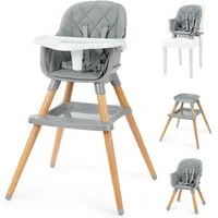 Ezebaby Holzstuhl 6in1 Multfunktional Babystuhl Sitzerhöhung Kinderstuhl Barhocker