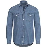 Gelverie Jeanshemd Herren Jeanshemd Blau GH-103