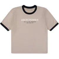 Abercrombie Kids T-Shirt Ausschnitt und Ärmelabschluss mit kontrastfarbenem Rippbündchen