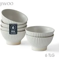 JIWOO Schale 6er Ø12cm, Müslischale Eisschale FrühstückSchale Dessertschale, Keramik, (Schaleset, 6-tlg), Hochwertiges Schalen Matt Weiß Mikrowellenofen Spülmaschine Ø12 cm