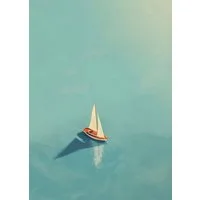 TPFLiving Kunstdruck OHNE RAHMEN, Strand, Meer, Ozean - Boote und Segelschiffe - (Leinwandbild XXL), Farben: Farben: grün, beige, blau -Größe: 20x30cm