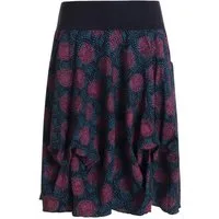 Vishes Jerseyrock Damen Ballon-Rock Knielang Pump-Rock Baumwolle Blüten-Muster Hippie, Retro Sytyle, Alternative Bekleidung