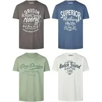 riverso T-Shirt Herren Printshirt RIVLeon Regular Fit (4-tlg) Kurzarm Tee Shirt mit Rundhalsausschnitt aus 100% Baumwolle