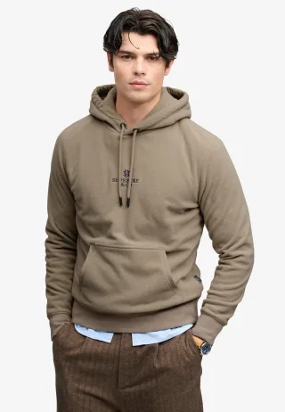 Superdry - Micro Logo Fleece-Hoodie winterzweig beige - Gr. - L