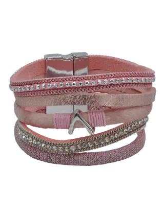 Steuer Modeschmuck Armband Velour rosé 5-reihig