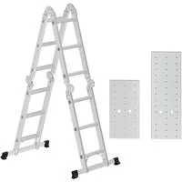 SONGMICS Vielzweckleiter Mehrzweckleiter, Trittleiter, Aluleiter, Haushaltsleiter, 4 x 3 Stufen mit 2 Gerüstplatten, bis 150 kg