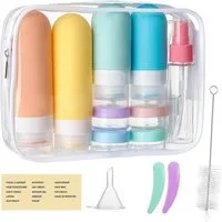 MOPUEA Reisebehälter 16-teiliges Reisebehälter Set mit Reiseflaschen & Kosmetiktasche (Reisebehälter Set für Kosmetik und Pflegeprodukte, 16-teiliges Reiseset mit Flaschen, Dosen und Zubehör), Auslaufsicher, BPA-frei, platzsparend und wiederverwendba