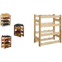 Modo24 Weinregal Flaschenregal Holzregal Flaschenständer Varianten 12 bis 91 Flaschen, RW1 Getränkeregal, 3 Farben, FSC Holz Nachhaltig