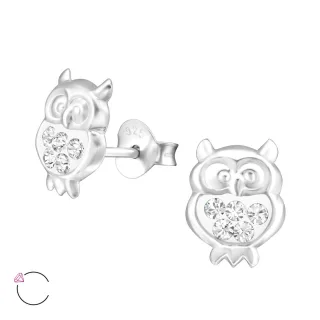 Eulen glitzer Ohrringe aus 925 Silber