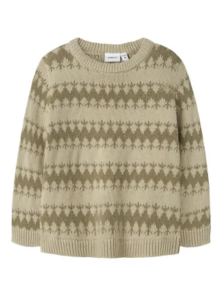 NAME IT - NMMOSCAR LS KNIT island fossil - Gr. - 98