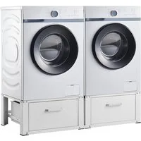 en.casa Waschmaschinenunterschrank »Heyen« Doppeluntergestell mit 2 Schubladen 127x54x31cm Weiß